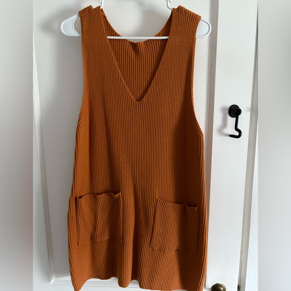Rust Orange Sleeveless Knit Top